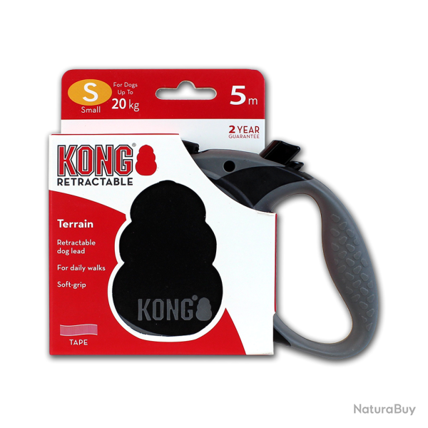 KONG Retractable Leash - Terrain - Ref KONGTRNSMBK - EAN 0047181150209 - Livraison rapide