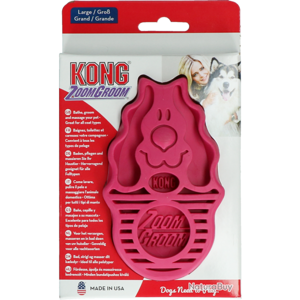 KONG ZoomGroom Rassberry Large - Ref KONGZG1E - EAN 0035585511139 - Livraison rapide