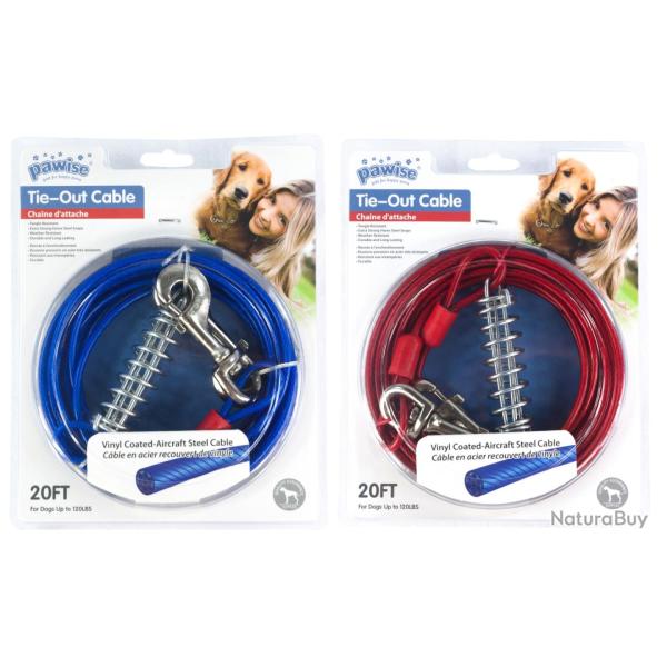 Pawise Tie Out Heavy Duty Cable 7 metres - Ref PAWI11513 - EAN 8886467515132 - Livraison rapide