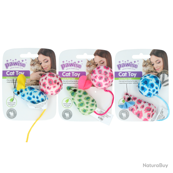 Pawise Cat Toy - Mice & Ball - Ref PAWI28121 - EAN 8886467581212 - Livraison rapide