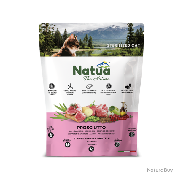 Natua Dry Sterilized Cat Ham - Ref NATU06008 - EAN 8057507371388 - Livraison rapide