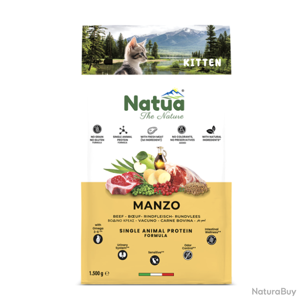 Natua Dry Kitten Cat Beef - Ref NATU06222 - EAN 8057507371449 - Livraison rapide