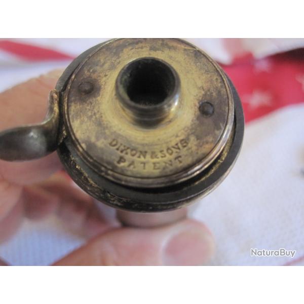 AUTENTIQUE  POIRE A POUDRE "DIXON and SONS  PATENT -PERIODE 1850/1870 PRE ET POST GUERRE DE SECCESSI