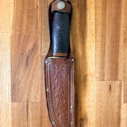 KA-BAR 1237 Vintage - Cleveland Ohio - Seki Japan - Couteau de chasse avec fourreau d'origine