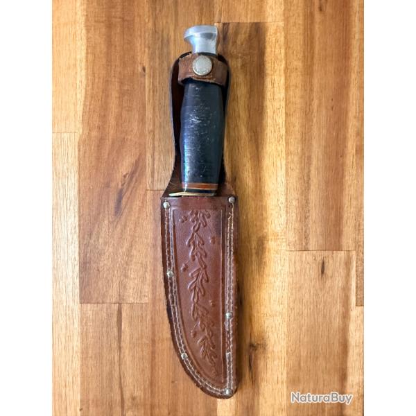 KA-BAR 1237 Vintage - Cleveland Ohio - Seki Japan - Couteau de chasse avec fourreau d'origine