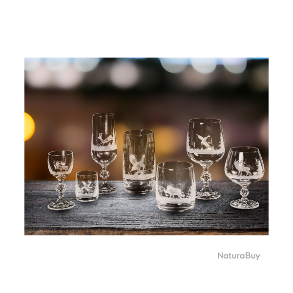 S�rie � Claudia � de verres en cristal de qualit� sup�rieure - Ref 21107-02 - Cadeau th�me chasse