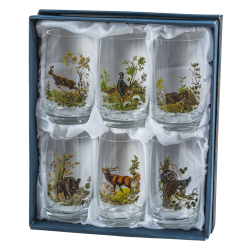 6 Chopes &agrave; bi&egrave;re au d&eacute;cor de chasse color&eacute; - Ref 21121-11 - Cadeau th&egrave;me chasse