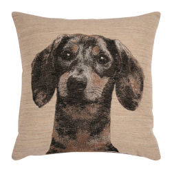 Housse de Coussin Puppies Sable - Ref 26103-33 - Cadeau th&egrave;me chasse