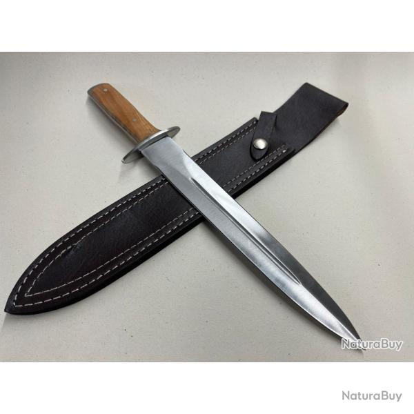Dague JANUEL manche en bois lame de 25cm