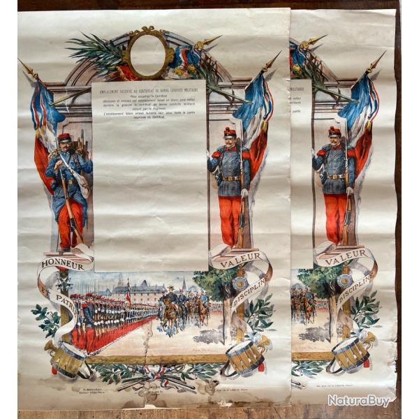 2 Certificats de Bonne Conduite Infanterie 1900 - Vierge