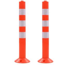 Bornes contr&ocirc;le circulation plastique 75 cm r&eacute;fl&eacute;chissantes lot 2