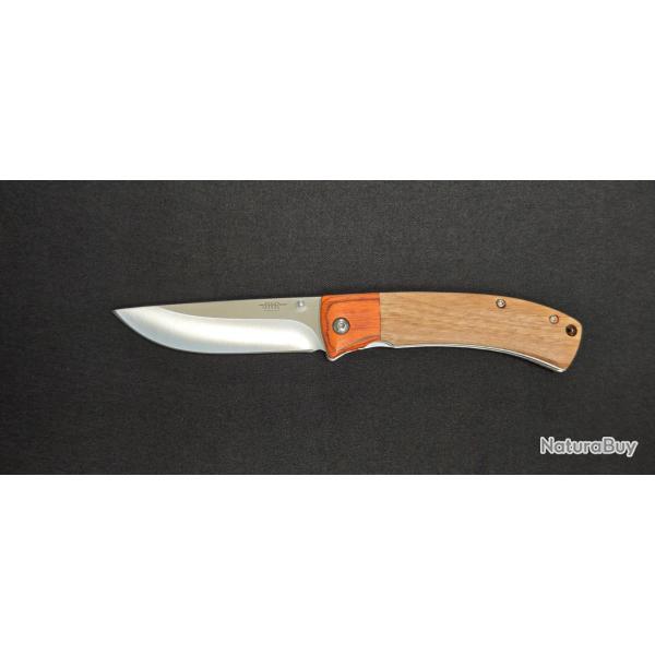 Couteau pliant JKR788 - Manche bois de zebrano & bois de pakka - Lame inox 8 cm