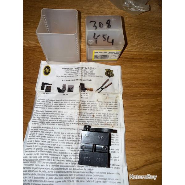 MOULE A BALLE PEDERSOLI   REF:USA 308-454  CALIBRE 45   250 grs  ..454 DIA