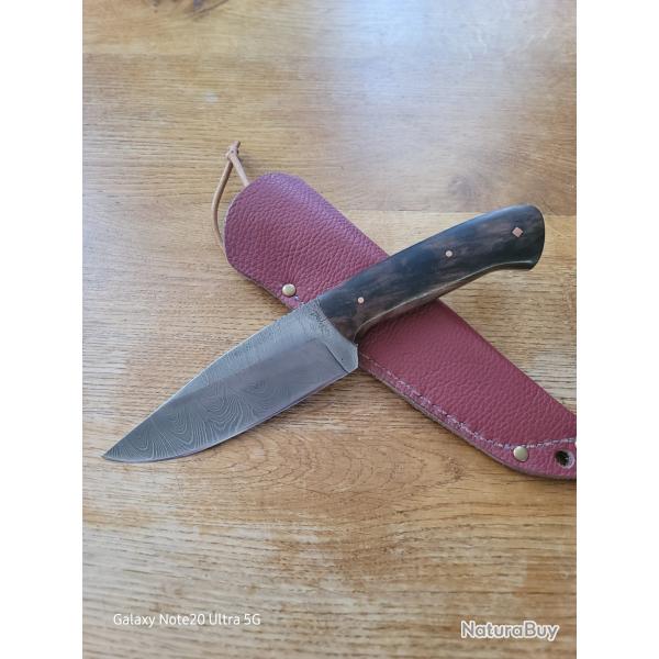 Couteau de chasse artisanal damas