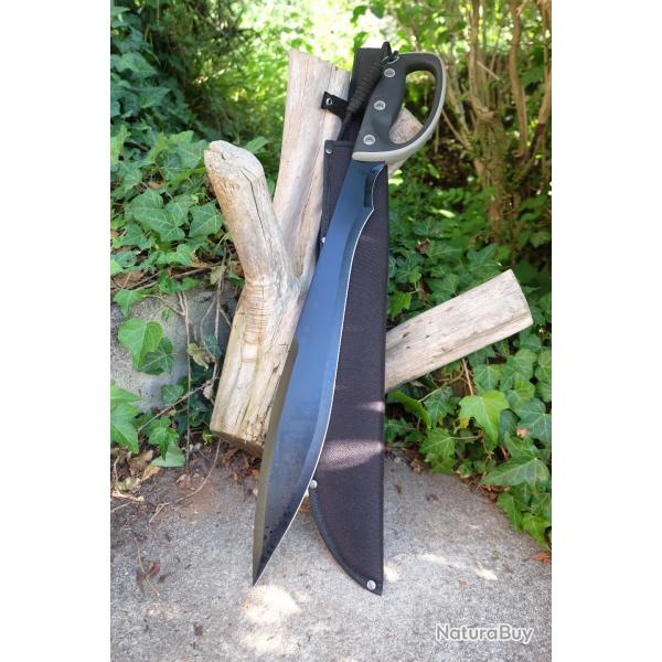 Sabre Cavalerie Pirate Machette Lame Acier 3Cr13 Finition Black Manche Abs Etui Nylon Tactical 01