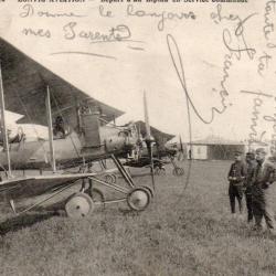 Carte postale ancienne avion biplan et soldats  -N&deg;8465