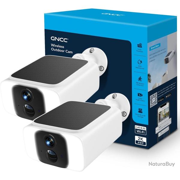 Cam�ra Surveillance WiFi Ext�rieure sans Fil Solaire 4MP : 5G/2.4GHz