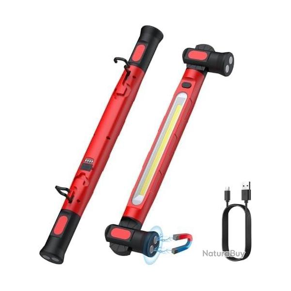 Lampe de Travail LED Rechargeable 6000 mAh 3000 LM Lampes d'Inspection avec Aimant et Crochet Lampe