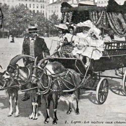 Carte Postale Ancienne - Lyon, La voiture aux ch&egrave;vres, Place Bellecour -N&deg;8478