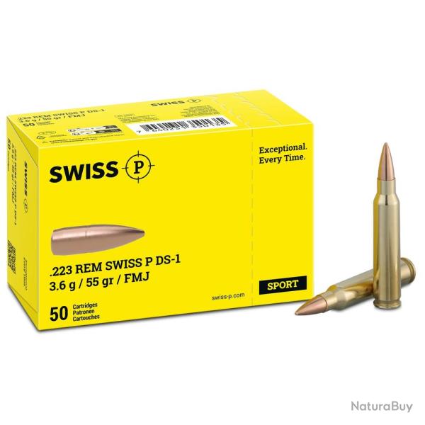 Cartouches SWISS P .223 REM DS-1 - 3.6g / 55gr / FMJ - Boite de 50