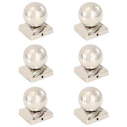 Bouchons de poteau 6 pcs Globe final Acier inoxydable 91x91 mm