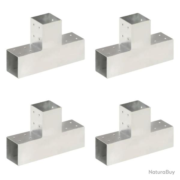 Connecteurs de poteau 4 pcs Forme en T M�tal galvanis� 81x81 mm