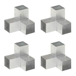 Connecteurs de poteau 4 pcs Forme en Y M&eacute;tal galvanis&eacute; 91x91 mm