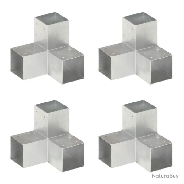 Connecteurs de poteau 4 pcs Forme en Y M�tal galvanis� 91x91 mm