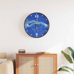 Horloge murale et &eacute;chelles et aiguilles lumineuses bleu &Oslash;30 cm