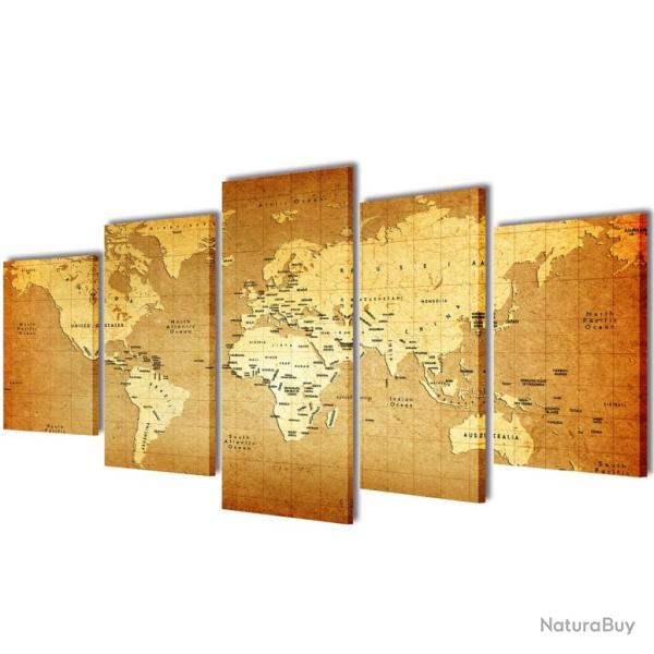 Set de toiles murales imprim�es "Carte du monde" 100 x 50 cm