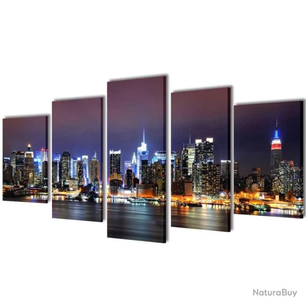 Set de toiles murales imprim�es Horizon de New York color� 100 x 50 cm