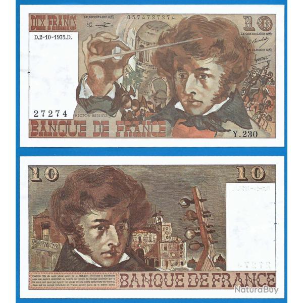 France 10 Francs 1975 Serie Y Hector Berlioz Billet Franc Frs Frcs Frc