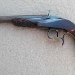 TRES BEAU PISTOLET DE TIR XIX &eacute;me en cal 5,5
