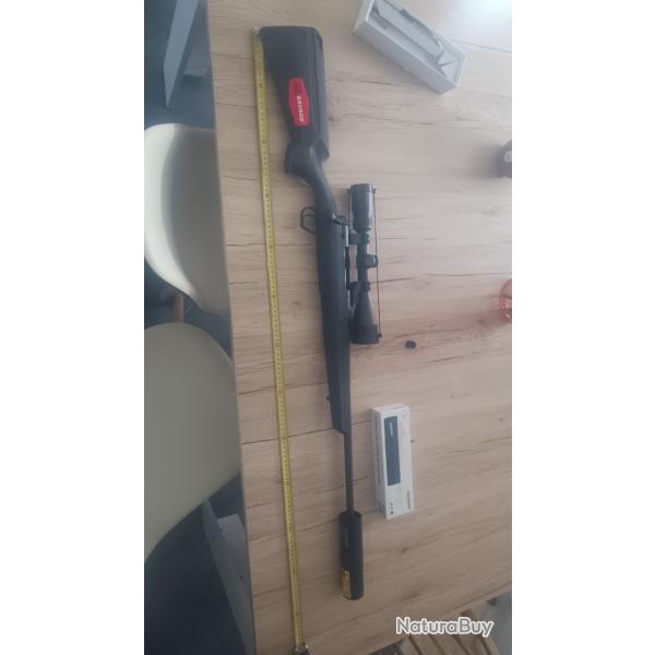 Carabine Savage 243win avec lunette Vortex et silencieux Hausken
