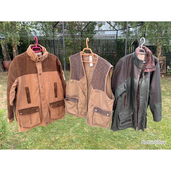 Equipement 2 vestes de chasse dont une Percussion et un Gillet Sologne TAILLE XL ETAT COMME NEUF