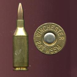 .243 WSSM - marquage : WINCHESTER 243 WSSM - &eacute;tui laiton de 42.3 mm - balle cuivre pointe creuse