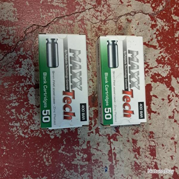 2 boites de 9mm balles a blanc 90 pi�ces