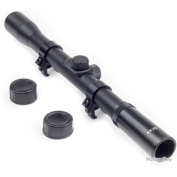 VISEUR 1" AVEC MONTURES POUR CARABINE 4X20 Duel Code 11MM