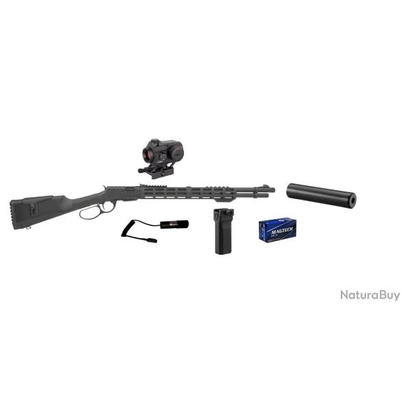 Pack Carabine DERYA ARMS TM22 tactique cal.22lr point rouge 1x25 poign�e bipied laser silencieux