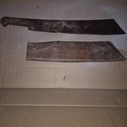 Superbe Machette / Coupe-coupe r&eacute;glementaire WW1 - Carrette & Cie Paris 1914 + Fourreau cuir matricu