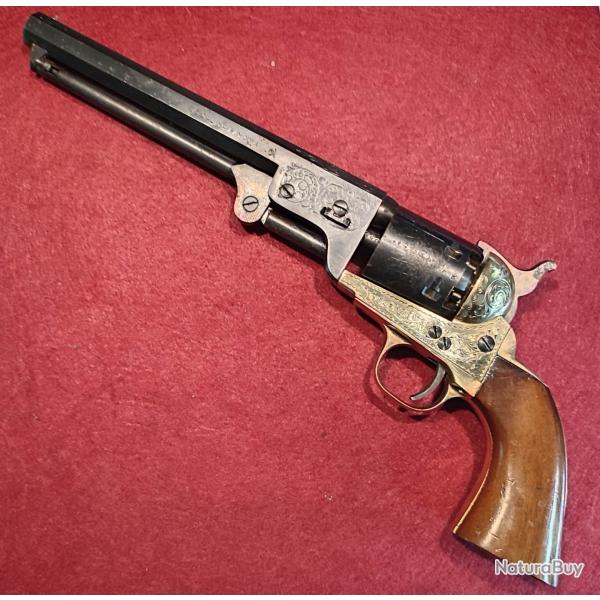 Magnifique r�volver Colt 1851 Navy enti�rement grav� main calibre 36 DGG Euroarms de 1976