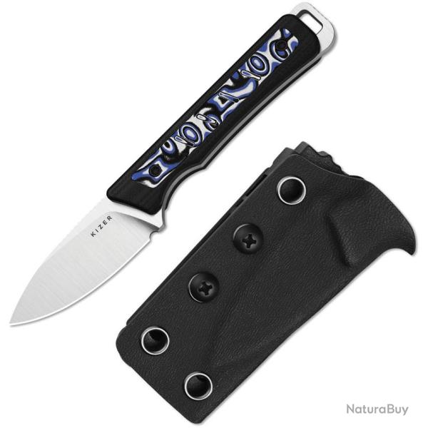 Couteau Kizer Whiskey Jack Lame Acier AEB-L Drop Point Manche G10/Micarta Vortex Etui Kydex KI1108A6
