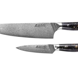 Coffret 2 couteaux Wusaki Sakin Damas 10Cr Chef + Office
