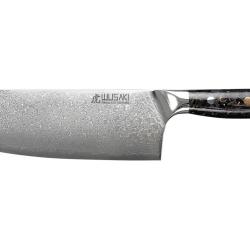 Couteau de chef chinois Wusaki Sakin Damas 10Cr 19cm manche en fibre de carbone et feuille d'or