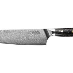 Couteau ko-santoku Wusaki Sakin Damas 10Cr 13cm manche en fibre de carbone et feuille d'or