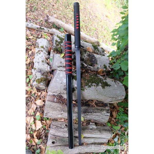 Sabre Katana De Ninja Lame Acier 440 Manche Fa�on Peau de Raie Etui Bois Laqu� KAKASHI HATAKE'S