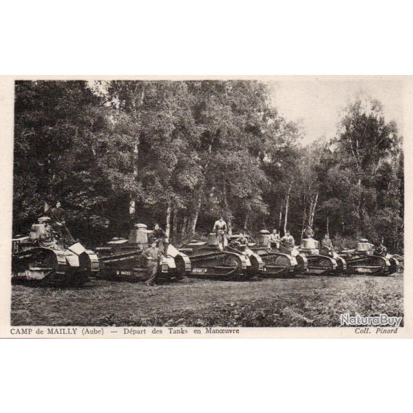 Carte Postale Ancienne - Camp de Mailly (Aube) - D�part des Tanks en Manoeuvre -N�7286