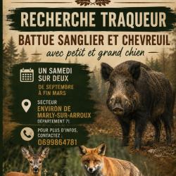 Chasse priv&eacute;e Sa&ocirc;ne et Loire recherche traqueurs grand gibier