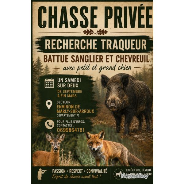 Chasse priv�e Sa�ne et Loire recherche traqueurs grand gibier