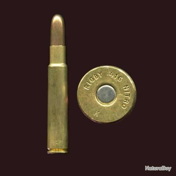 .416 Rigby - balle cuivre pointe arrondie - marquage :  RIGBY .416 NITRO  K